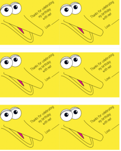 big bird face sticker for party bag