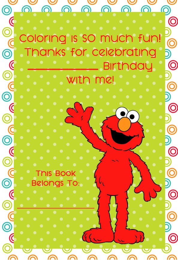  personalized elmo coloring book cover