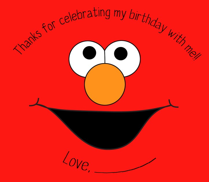 elmo face on red background sticker for party favor bags