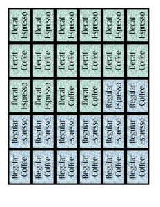 free download coffee labels for decaf and regular coffee or espresso