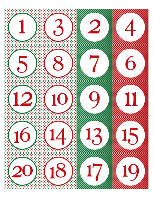 free download christmas numbers for advent calendar