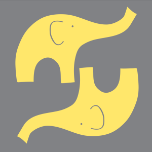 gray and yellow nursery wall art elephants